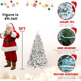Artificial 5ft Flocked Christmas Tree with 600 PVC Branch Tips, Pine cone*27pcs, 300L warm white 07845419
