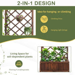 ZUN Wood Planter Raised Garden Bed with Trellis, 67 Inch Height Outdoor Garden Flower Standing Planter 45093764