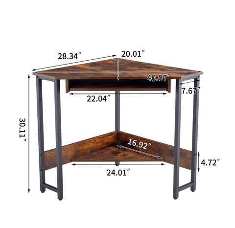 ZUN Triangle Computer Desk,Corner Desk With Smooth Keyboard Tray& Storage Shelves ,Compact Home 31054677