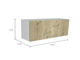 White and Light Oak Rectangle 2-Door Wall Cabinet B06280327