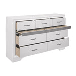 ZUN Modern Glam Dresser of 7 Drawers White and Silver Glitter Hidden Jewelry Drawers Ball Bearing Glides B011P149827