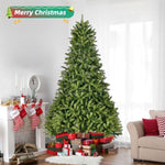 ZUN 9Ft Artificial Christmas Tree with 2576 PE&PVC Mixed Branch Tips, Unlit Hinged Premium Spruce Fake W2773P197078