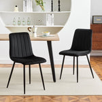 ZUN Velvet Dining Chairs set of 2, Metal Leg, Black 92584737