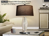 Table Lamps Set of 2, Bedroom Lamp with USB AC Charging Ports, Modern Glass Beside Lamps for Living W3355P391317