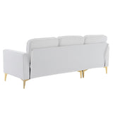 218*141*87cm Burlap Diamond Electroplated Gold Trident Legs Three Seats With Footstool Indoor 29311242