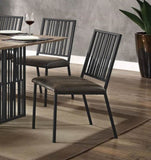 Set of 2pc Side Chairs Black Finish Synthetic Leather Upholstered Metal Ergonomic Backrest Dining B2741P330644