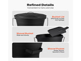 Ash Bucket Set with Lid, Shovel, Broom, and Gloves, Metal Charcoal Container for Fireplace and Fire 76928282
