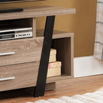 ZUN Home Entertainment Modern Tv Stand with Two Drawers and Multi-Shelving in Dark Taupe & Black B107130824