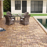 10 PCS Interlocking Deck Tiles Checker Pattern, 12" x 12" Square Yellow Acacia Hardwood Outdoor 17936528