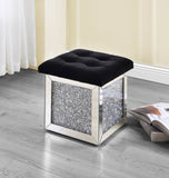 ZUN ACME Noralie OTTOMAN W/STORAGE Mirrored & Faux Diamonds AC00530