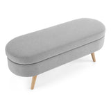 Ottoman Oval Storage Bench, Rubber Wood Legs, Grey W48764884