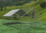 ZUN Large Metal Chicken Coop Walk-in Poultry Cage Hen Run House Rabbits Habitat Cage Spire Shaped Coop 04013074