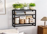 Bamboo Bathroom Shelves Organizer Towel Rack for Storage Black Adjustable 3 Tiers Floating Shelf 39200910
