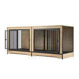 ZUN Dog Crate Furniture with Two Combined Room, XL Double Dog Cage Furniture with Tray for Medium W420P207590