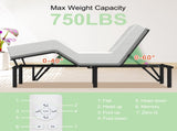 Adjustable Bed Base Frame Head and Foot Incline Quiet Motor Queen Size Zero Gravity, Dual USB AC W1038P235720