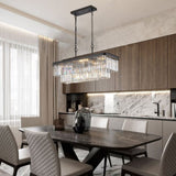 Chandeliers,Rectangular Crystal Chandelier Adjustable,E12 Modern Industrial Crystal Lights,Farmhouse W1340P189538