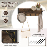 Multifunctional Entryway Storage - 5-Hook Coat Rack 2-Drawer Shoe Stand with 4 Mesh Shelves 31871415