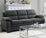 ZUN Comfortable Plush Seating Sofa 1pc Dark Gray Textured Fabric Channel Tufting Solid Wood Frame Modern B011122284