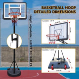 Portable Basketball Hoop for Youth Adults & Kids,Adjustable Height 6.89 ft to 10.01 ft,34 inch W3297P297457