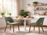 Tool-Free Assembly Dining Chairs Set, Upholstered Kitchen Chairs with Rubberwood Legs, Green 25907836