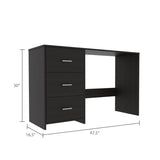 ZUN Ventura 3-Drawer Writing Desk Black Wengue B06280029