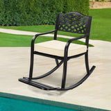 Metal Chair, Outdoor Bench with Cushion, Patio Rocker with Footrest, Weatherproof 64175389