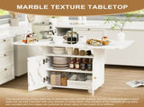 47" Wood Folding Dining Table with storage rack and cabinet, Removable Entryway Table with 6 Wheels, 89628022