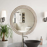 23.62 inches Wood Round Decorative Mirrors for Wall Decor, Rustic Circle Mirror for Bedroom, W2295P246675