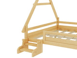 Full House Platform Bed with Stairs, Solid Wood Twin Bed Frame, Low Profile and Childlike Fun W1580P354721