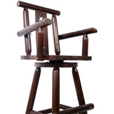 ZUN Rustic Bar Stool - Fir Wood Construction, Chair withDecorative Star Backrest, Footrest,Wide Armrest, W465P221179