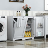 Laundry Cabinet with Doors and shelf, Tilt-Out Laundry Hamper, Freestanding Style, Adjustable Shelf, W331P280824