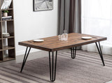 Aryven Industrial Metal Hairpin Design Dining Table, Rustic Dark Pine T2574P165175