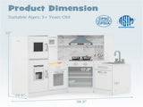 Interactive Kids Play Kitchen with Ice Maker & Chalkboard, Corner Design Pretend Cooking Set with 22168267