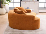 LY-025S Curved Loveseat Orange Full Compression Sponge Sofa, 30D Chenille No-Assembly Compact Sofa W2231P261292