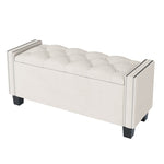 ZUN Upholstered Velvet Storage Bench for Bedroom, End of Bed Bench with Rivet Design, Tufted Foot Rest 51830607