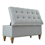 Ottoman storage bench, recessed support hinge top easy to open, rivet trim around, bedroom, W2941P239182