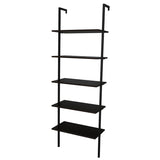 ZUN 5-Shelf Wood Ladder Bookcase with Metal Frame, Industrial 5-Tier Modern Ladder Shelf Wood 64446382