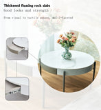 Modern Round White & reall wood color Coffee Table Drawers and metal legs,Drum Coffee Table W1911P269601