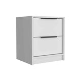 Kaia Nightstand , End Table, Side Table Two Drawers, Metal Handle -White B07091876