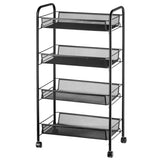 Exquisite Honeycomb Net Four Tiers Storage Cart with Hook Black 01157249