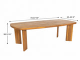 71" Outdoor Acacia Wood Dining Table, Teak Finish, Rounded End Rectangular Patio Wooden Table for N762P506193D