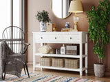 Retro Design Console Table with Two Open Shelves, Pine Solid Wood Frame and Legs for Living Room 32671692