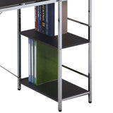 ZUN Black and Chrome Writing Desk with Shelf B062P209207