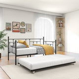 Twin Size Daybed Metal Frame with Trundle Set, Twin Day Bed Sofa, Daybed and Roll Sofa Bed for Guest W840104493