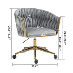 ZUN Modern design the backrest is hand-woven Office chair,Vanity chairs with wheels,Height 72258670