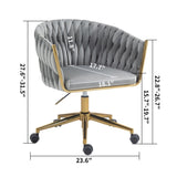 ZUN Modern design the backrest is hand-woven Office chair,Vanity chairs with wheels,Height 72258670