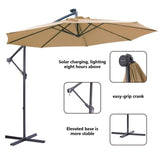 10 FT Solar LED Patio Outdoor Umbrella Hanging Cantilever Umbrella Offset Umbrella Easy Open 92791244