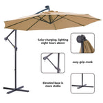 ZUN 10 FT Solar LED Patio Outdoor Umbrella Hanging Cantilever Umbrella Offset Umbrella Easy Open 92791244