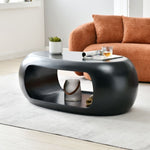 ZUN 39.37'' Oval Coffee Table, Sturdy Fiberglass table for Living Room, No Need Assembly Black W876P178617