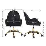 ZUN Velvet Home Office Chair with Wheels, Cute Chair with Side Arms and Gold Metal Base for Living Room, W1733P215112